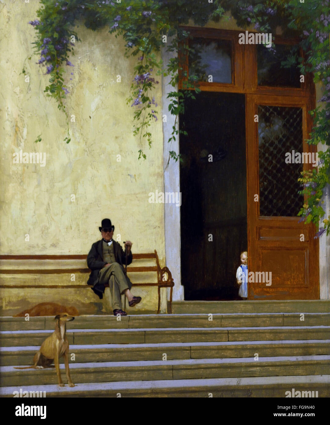 Le père et le fils de l'artiste à la porte Jean Léon Gérôme1824 -1904 Paris France French Banque D'Images