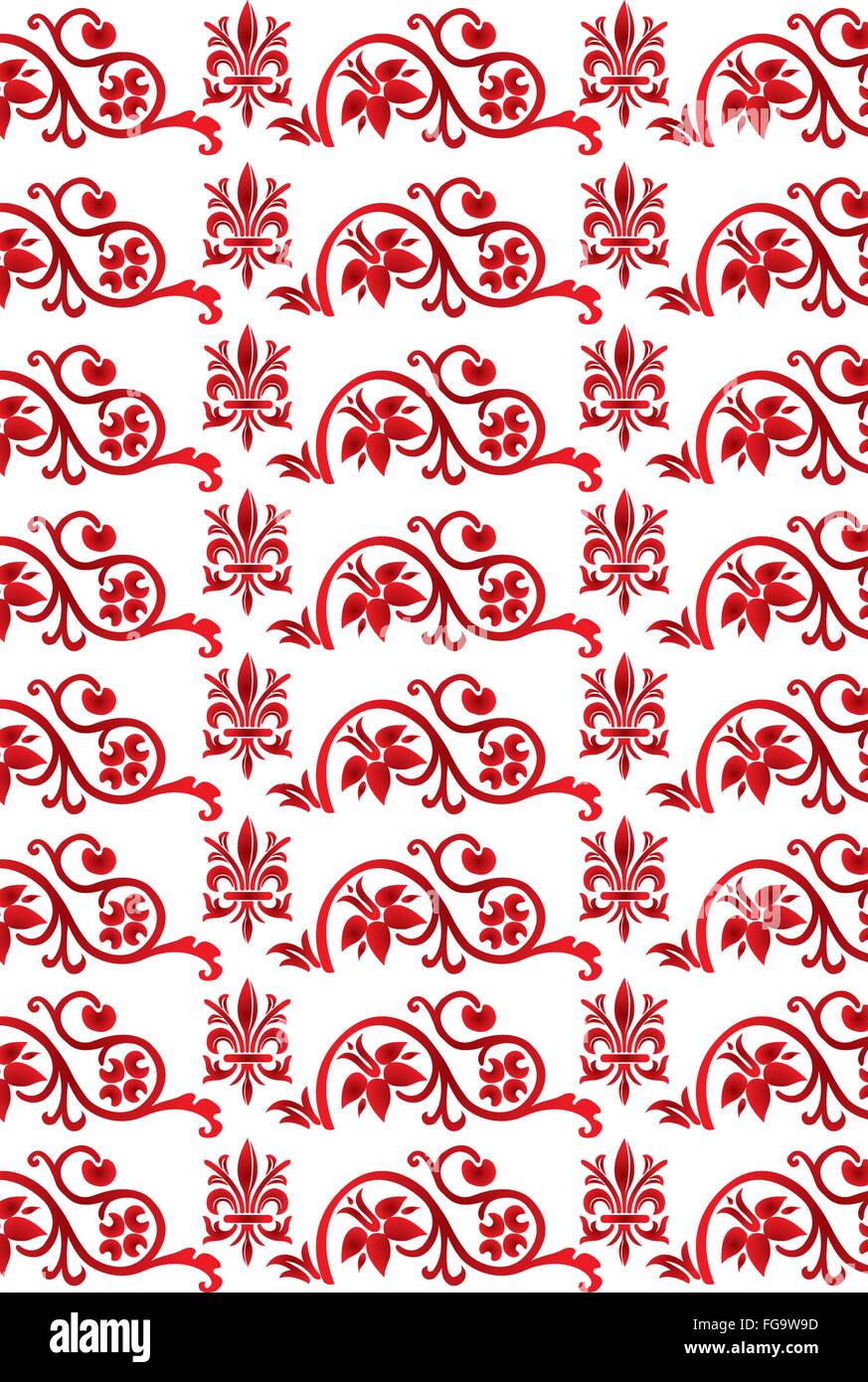 Vintage floral rouge - motif et sans soudure isolated on white Illustration de Vecteur