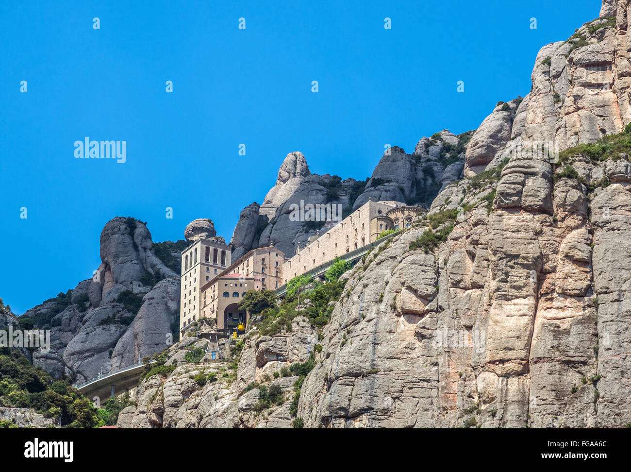 Sanctuaire de l'abbaye bénédictine Santa Maria de Montserrat sur la montagne de Montserrat à Monistrol de Montserrat, en Catalogne, Espagne Banque D'Images