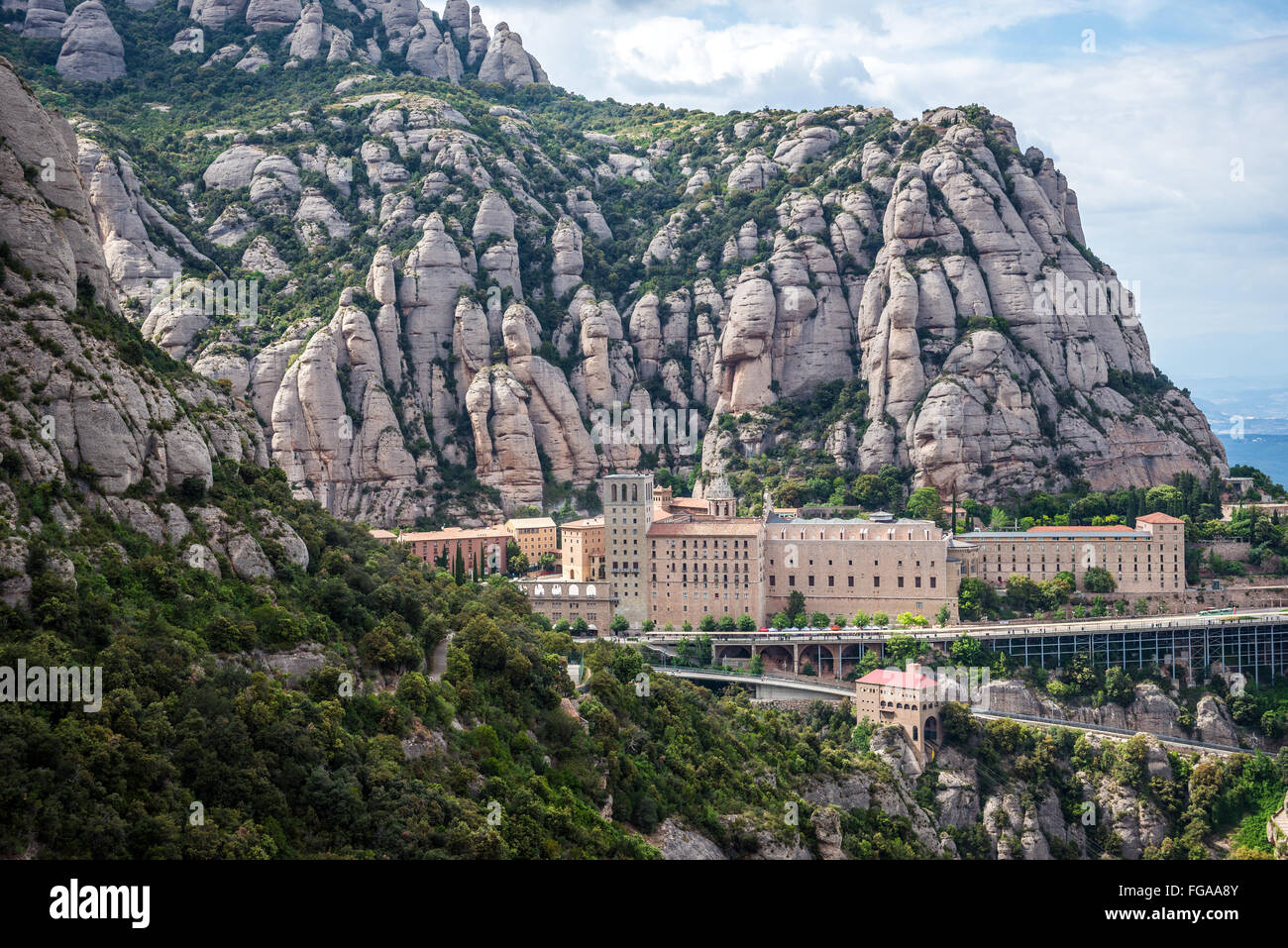 Abbaye bénédictine Santa Maria de Montserrat sur la montagne de Montserrat à Monistrol de Montserrat, en Catalogne, Espagne Banque D'Images