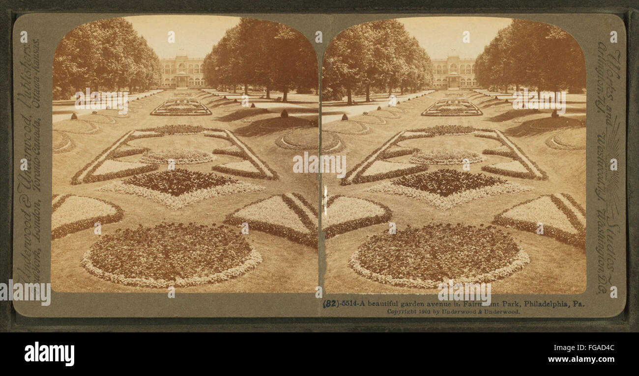 Un beau jardin avenue à Fairmount Park, Philadelphie, PA, à partir de Robert N. Dennis collection de vues stéréoscopiques Banque D'Images