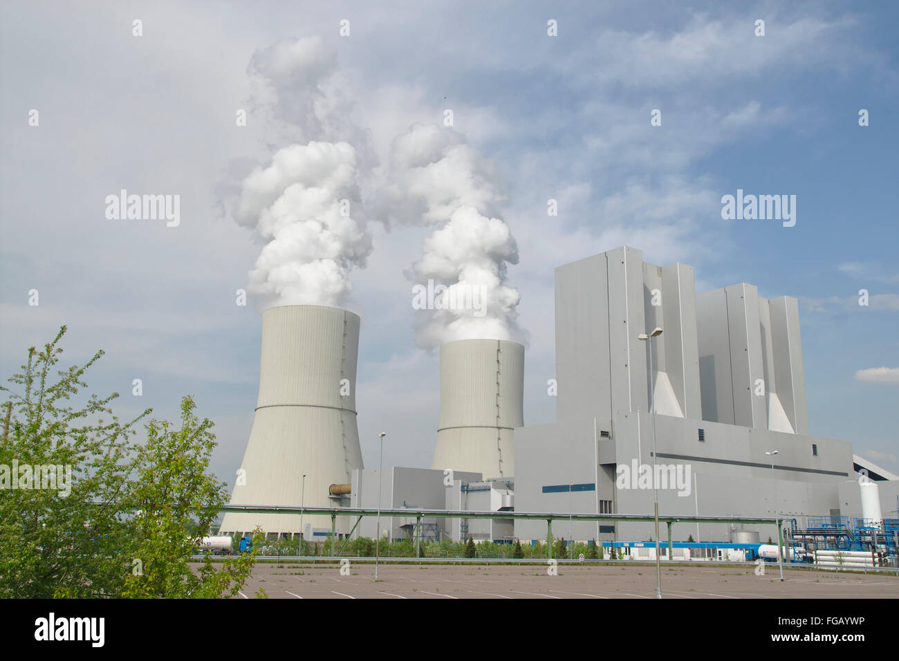 Lignite (lignite) Powered by power plant Kraftwerk Lippendorf près de Leipzig, Saxe, Allemagne Banque D'Images