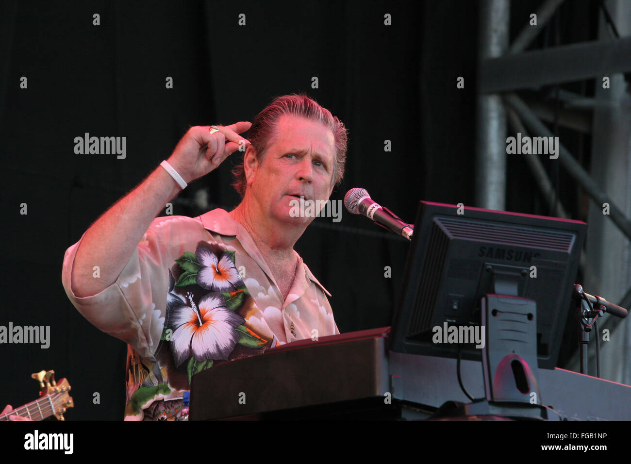 Brian Wilson, pyramide étape , Glastonbury Festival 2005, Somerset, Angleterre, Royaume-Uni. Banque D'Images