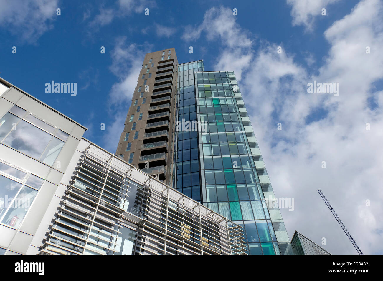 Une vie d'un bloc d'appartements nouvellement construit à Shoreditch, London Banque D'Images