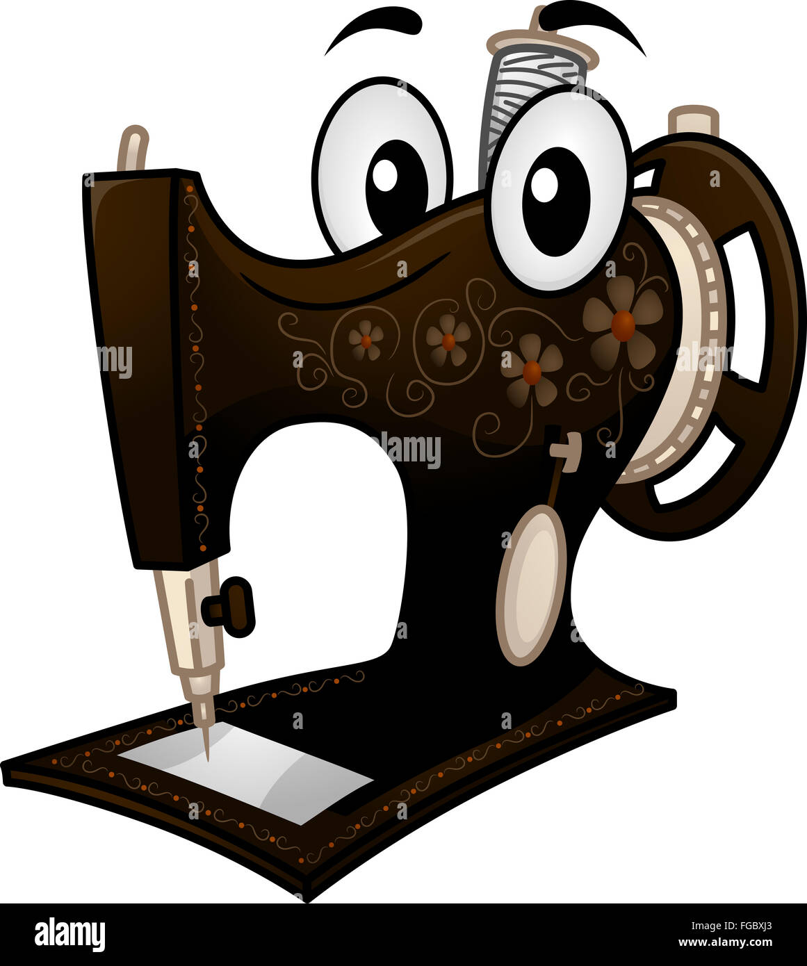 Mascot Illustration d'une machine à coudre Vintage Banque D'Images