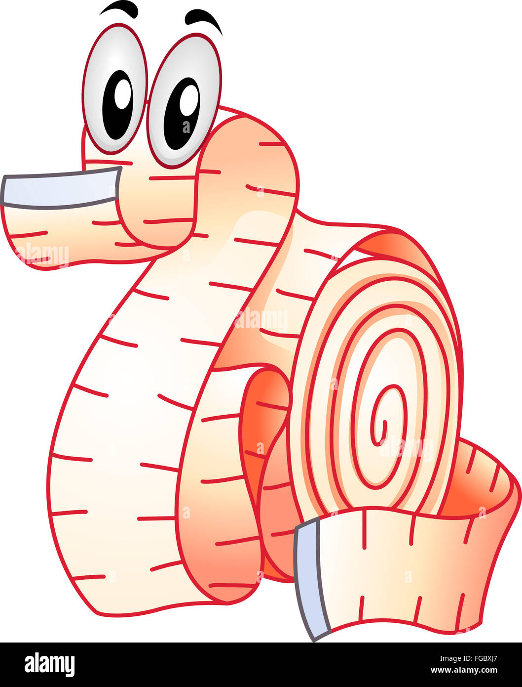 Mascot Illustration d'un mètre à ruban enroulé comme un dragon Banque D'Images