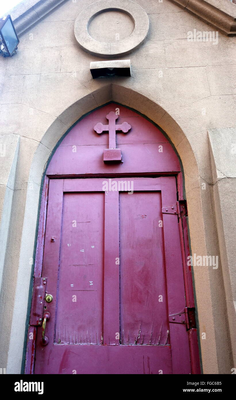 Détails de l'architecture de la Basilique de Saint Patrick's Old Cathedral sur Mulberry Street, NYC, New York Banque D'Images