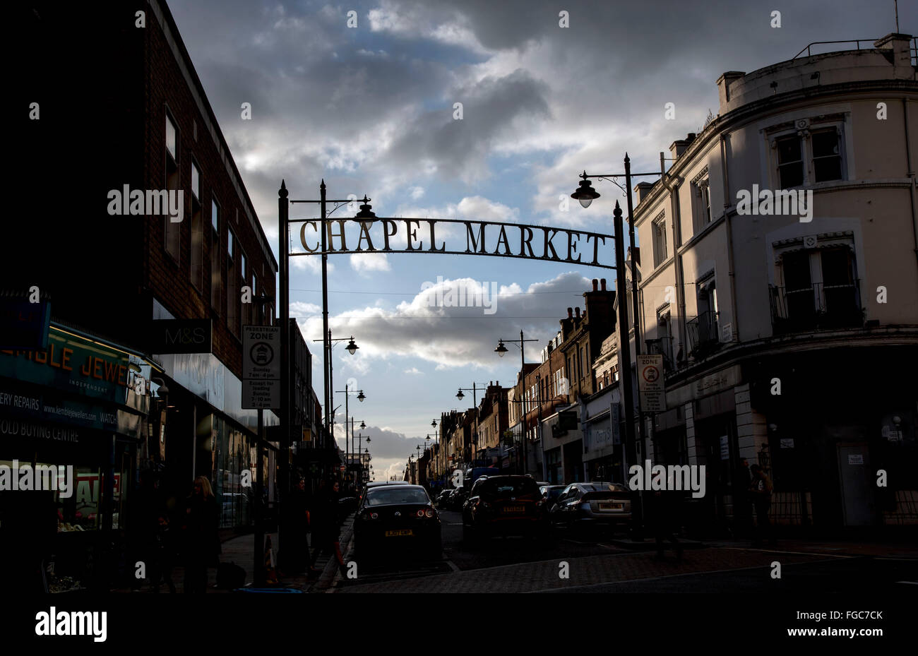 Chapelle des stands de nourriture de rue signe du marché Banque D'Images