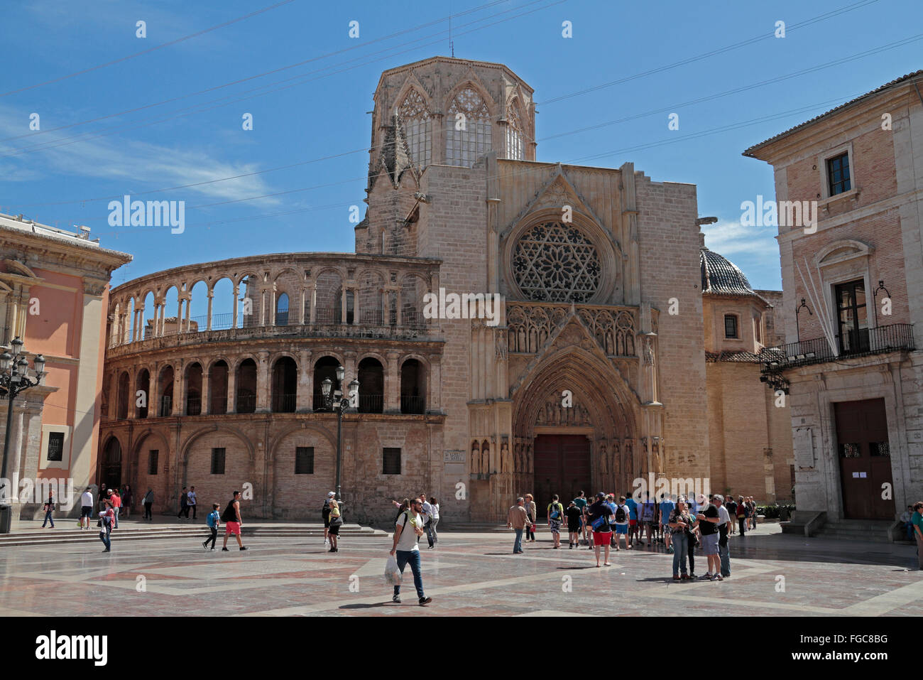 La Catedral de València, Place de la Vierge à Valence, en Espagne. Banque D'Images