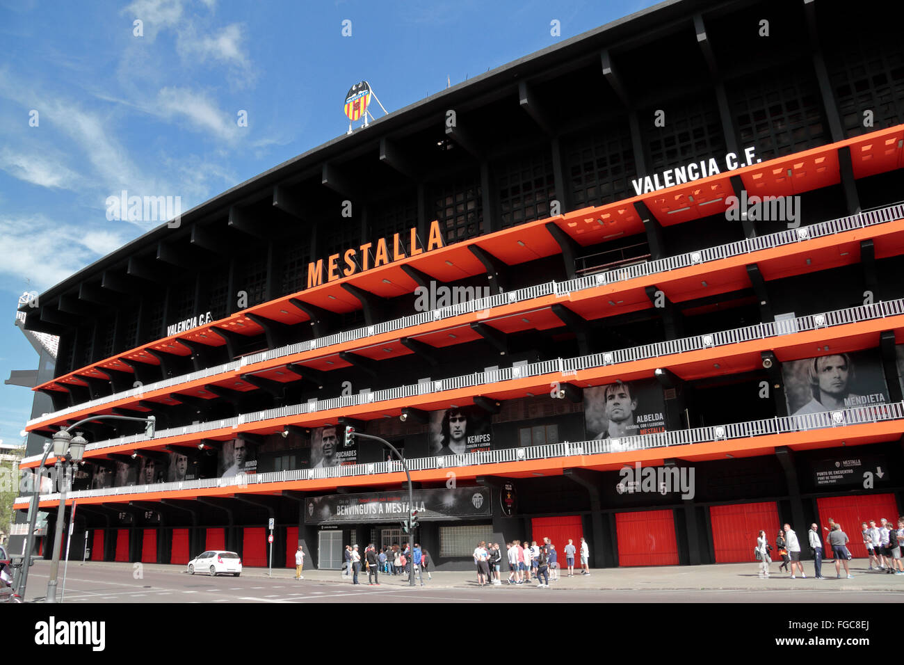 Vue extérieure de la Mestalla Stadium, domicile de l'espagnol La Liga side Valencia CF, Valence, Espagne. Banque D'Images