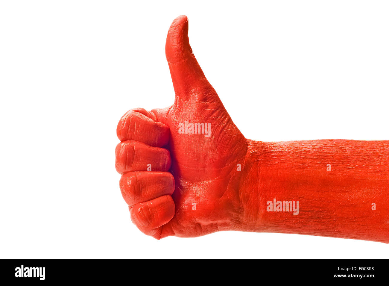 La peinture rouge Thumbs Up Banque D'Images