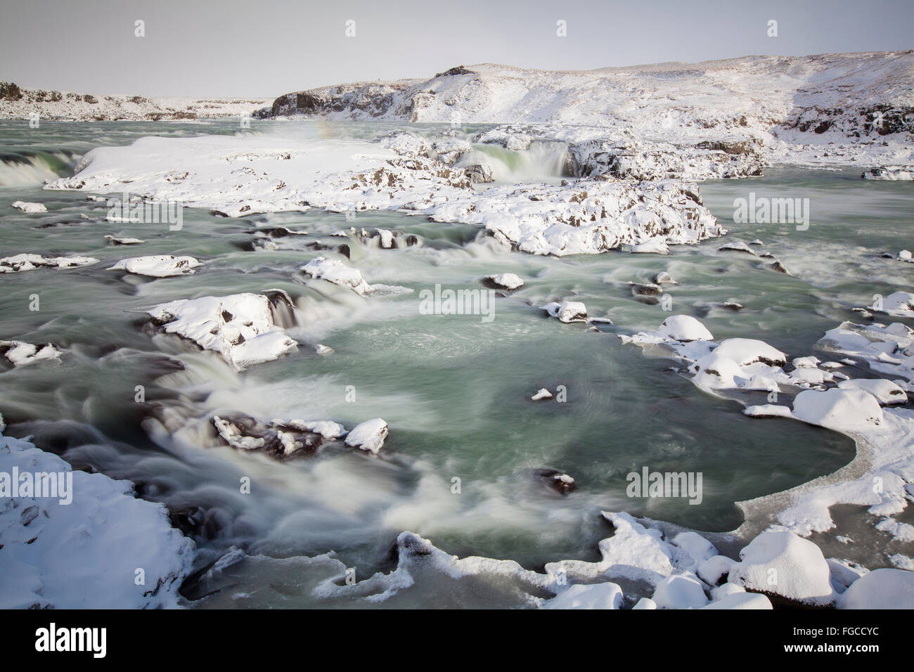 Urriðafoss en hiver, Selfoss, Région du Sud, Islande Banque D'Images