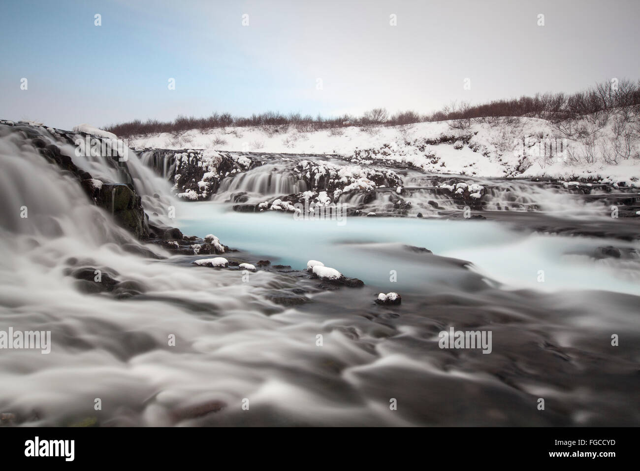 Bruarfoss Cascade en hiver, Selfoss, région du sud, Islande Banque D'Images