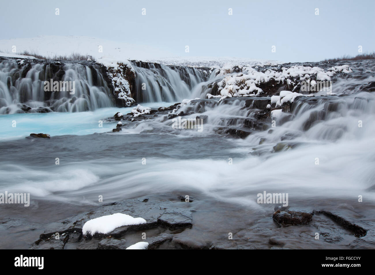 Bruarfoss Cascade en hiver, Selfoss, région du sud, Islande Banque D'Images