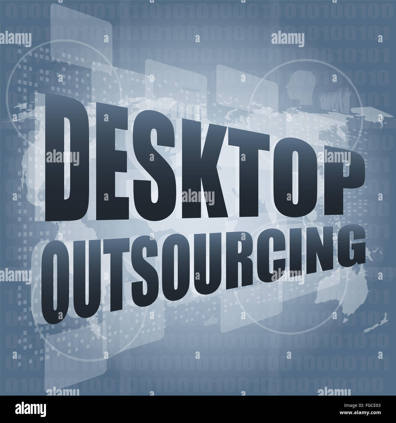 Sous-traitance bureau word on digital touch screen Banque D'Images