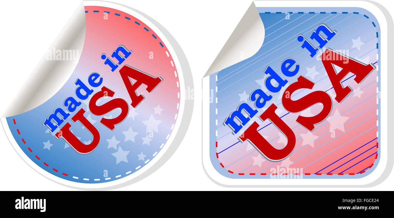 Autocollants label tag icon set - made in USA Banque D'Images