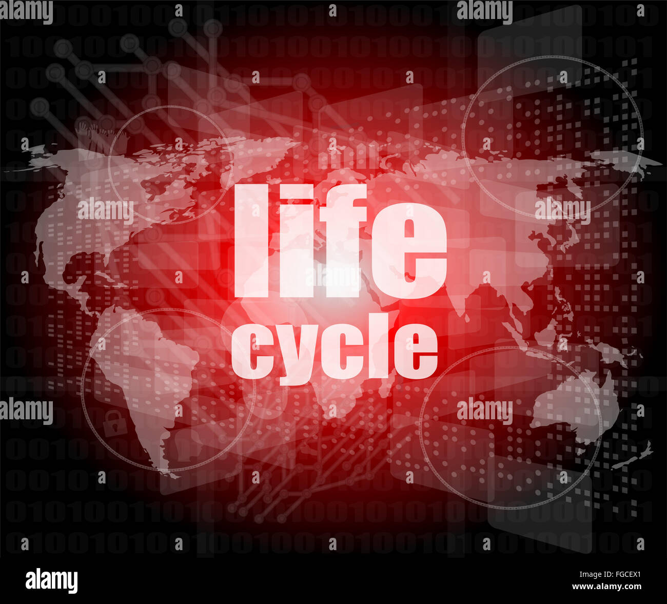 Mots clés du cycle de vie sur l'écran tactile numérique Banque D'Images