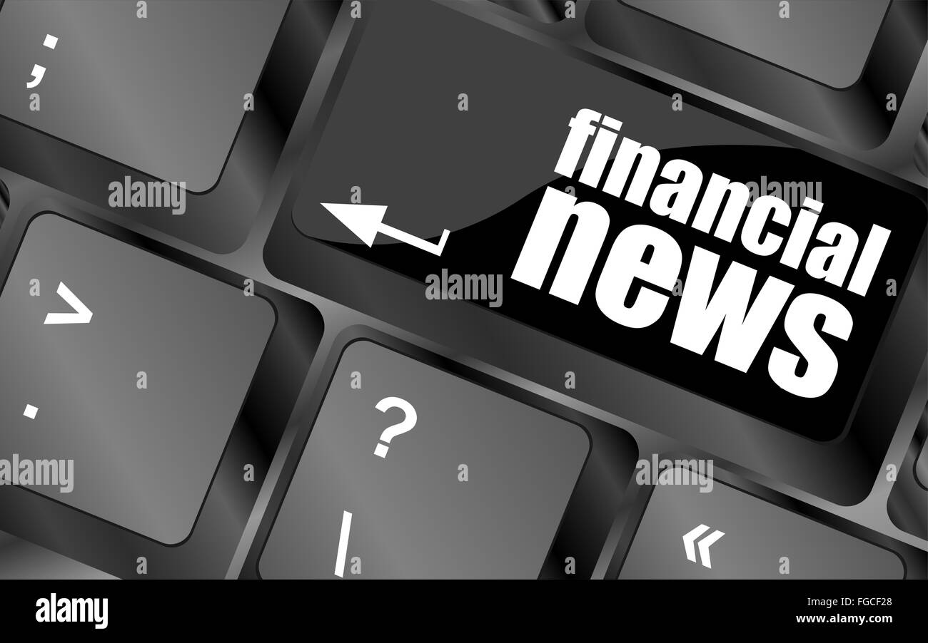Bouton de nouvelles financières on computer keyboard Banque D'Images