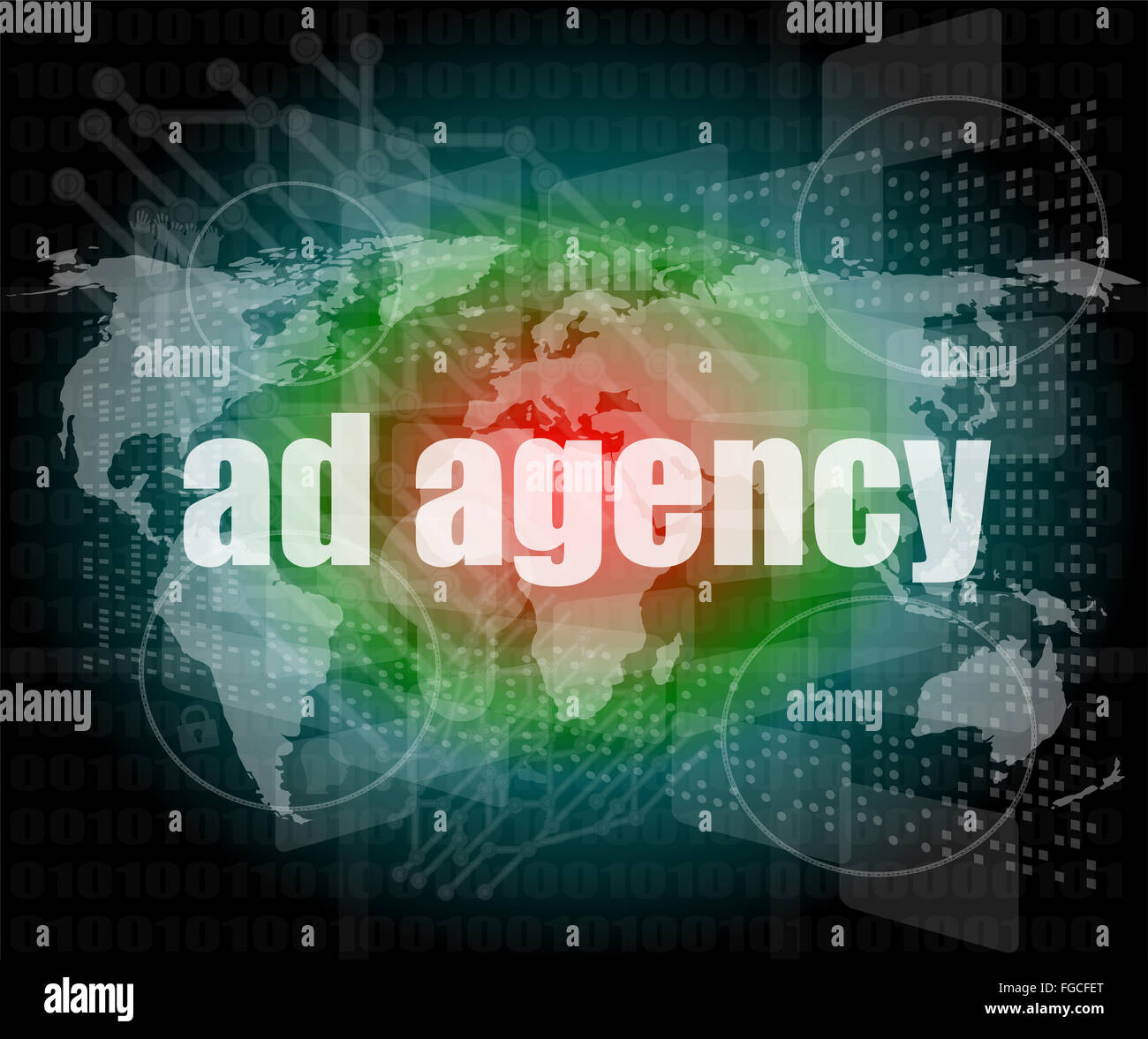 Mot Pixeled agence de publicité sur écran numérique 3D render Banque D'Images