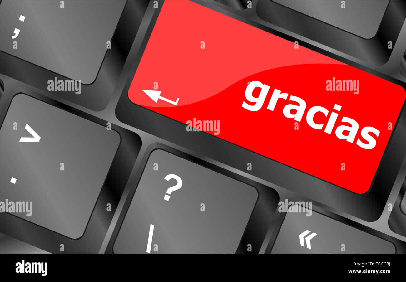 Les touches du clavier de l'ordinateur avec word Gracias, Espagnol merci Banque D'Images