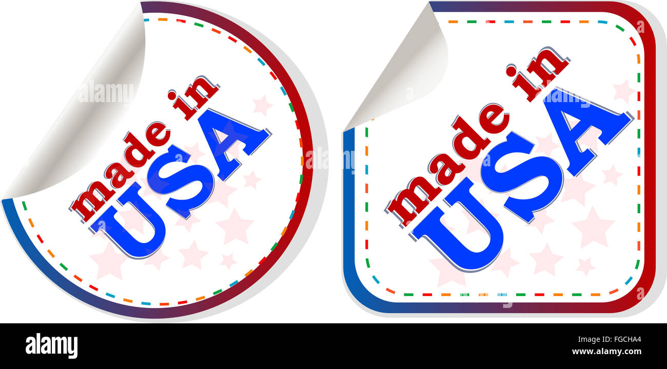 Autocollants set Made in USA, l'icône web Banque D'Images
