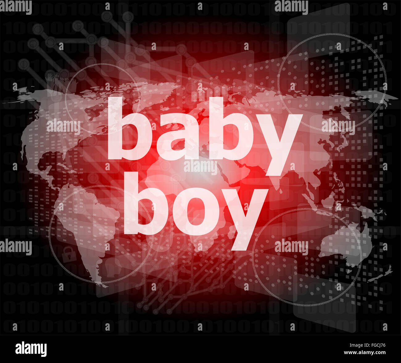 Baby Boy word sur un fond numérique virtuel Banque D'Images