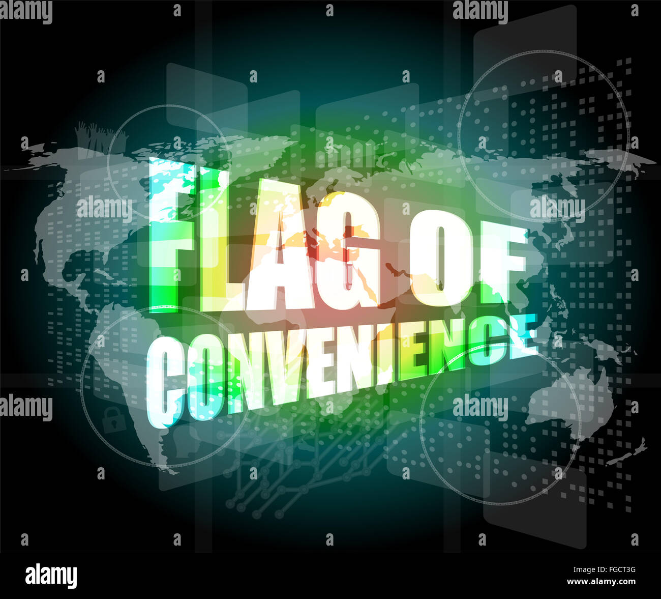 Pavillon de complaisance mot sur digital touch screen Banque D'Images