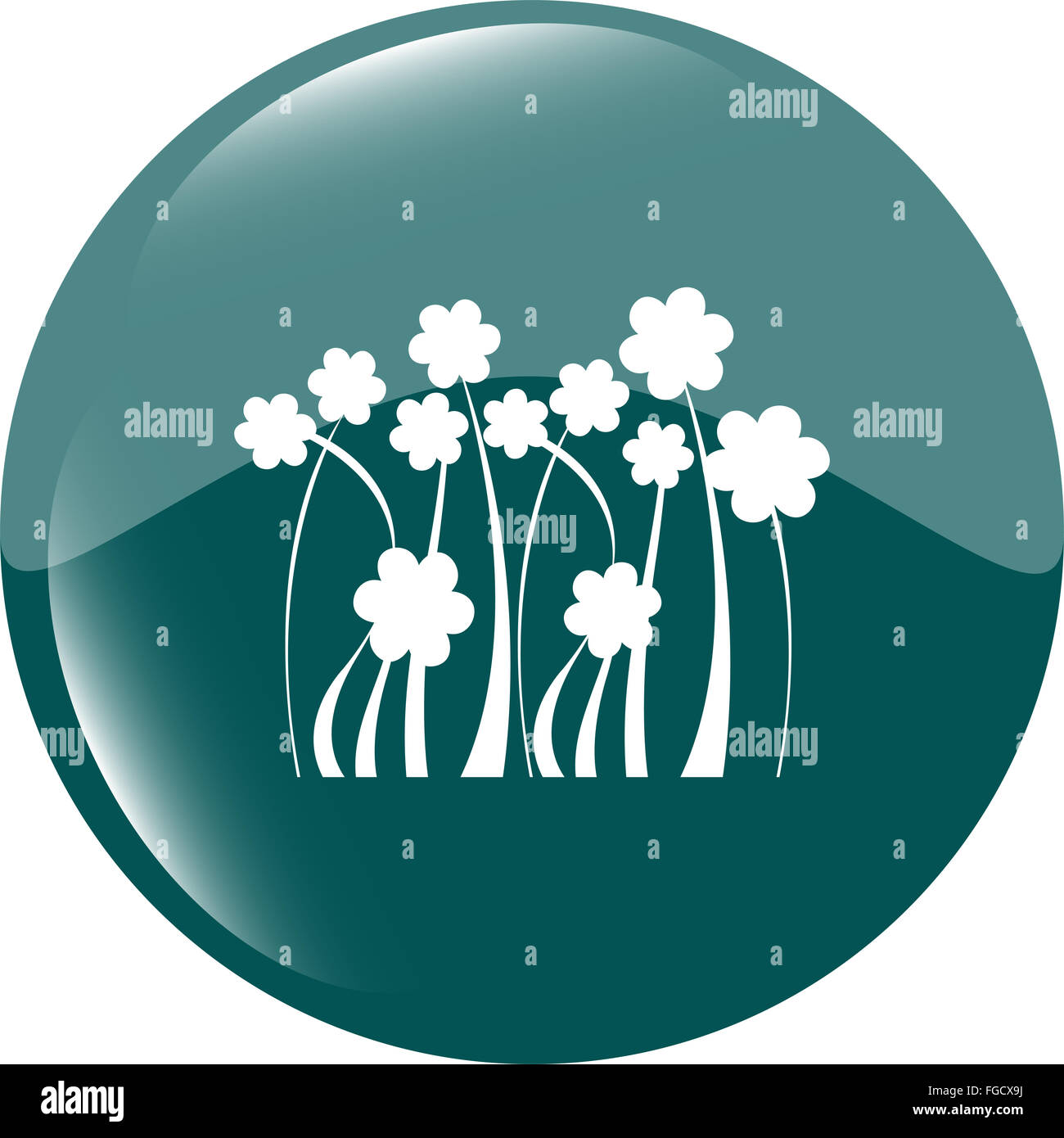 Icône Bouton web Flower isolated on white Banque D'Images