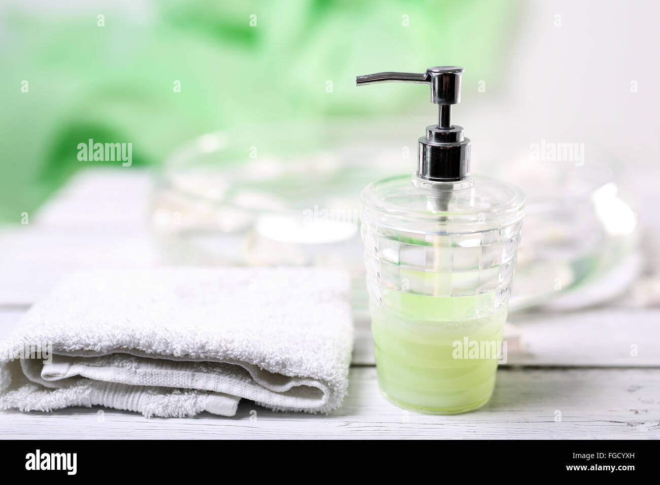 Des traitements pour les mains et ongles. Savon crémeux, nettoyer la peau. Lavez vos mains !. Banque D'Images