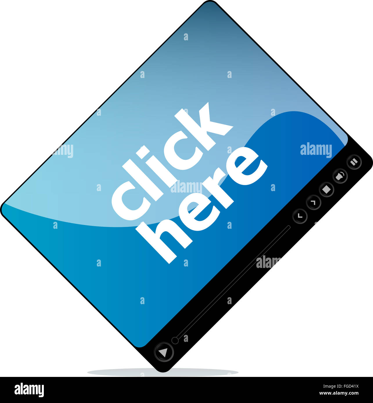 Film vidéo avec media player cliquez ici sur elle Banque D'Images