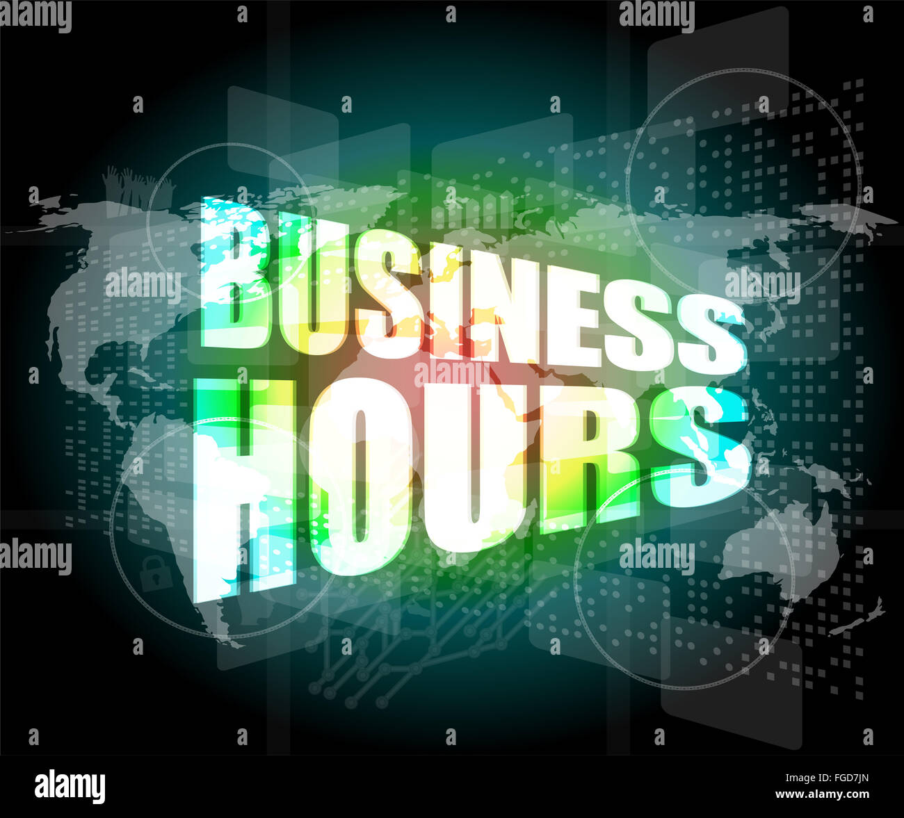 Les heures d'affaires digital touch screen Banque D'Images