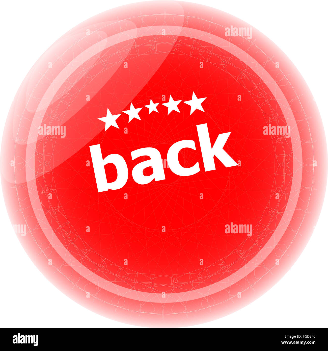 Retour sur le mot bouton autocollants rouges, label Banque D'Images