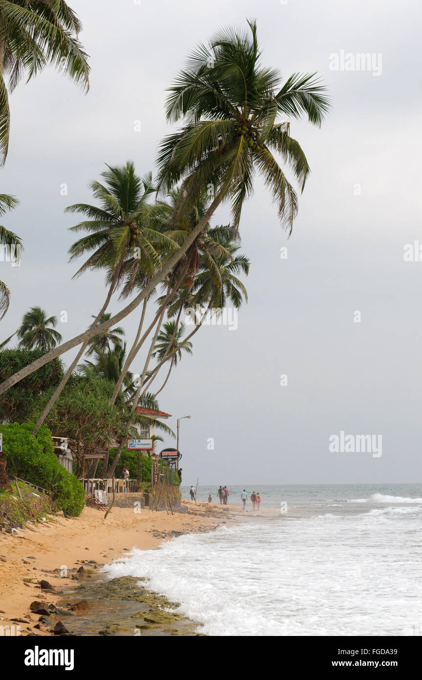 Tempête sur la côte tropicale, Hikkaduwa, au Sri Lanka, en Asie du Sud Banque D'Images