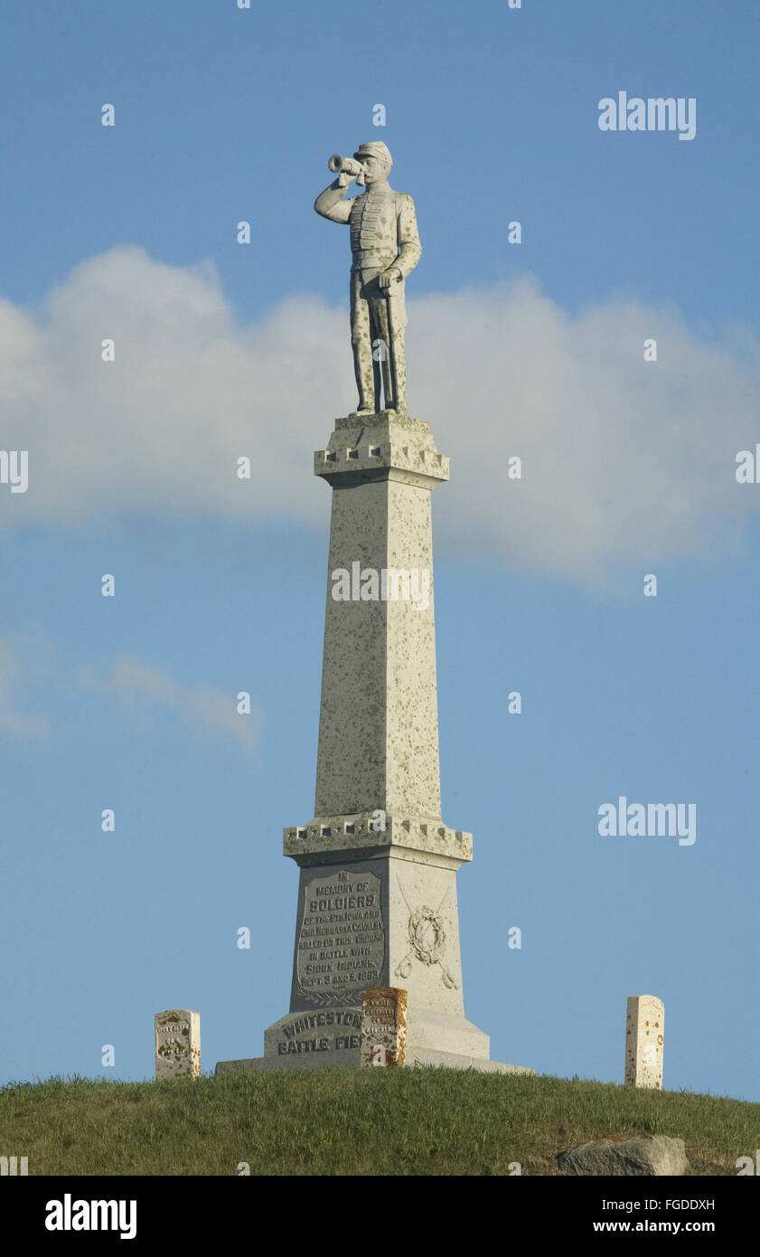 Avec vue sur Monument historique Great Plains American Indian Wars bataille, Whitestone Hill State Historic Site, comté de Dickey, Dakota du Nord, États-Unis d'Amérique, Juillet Banque D'Images