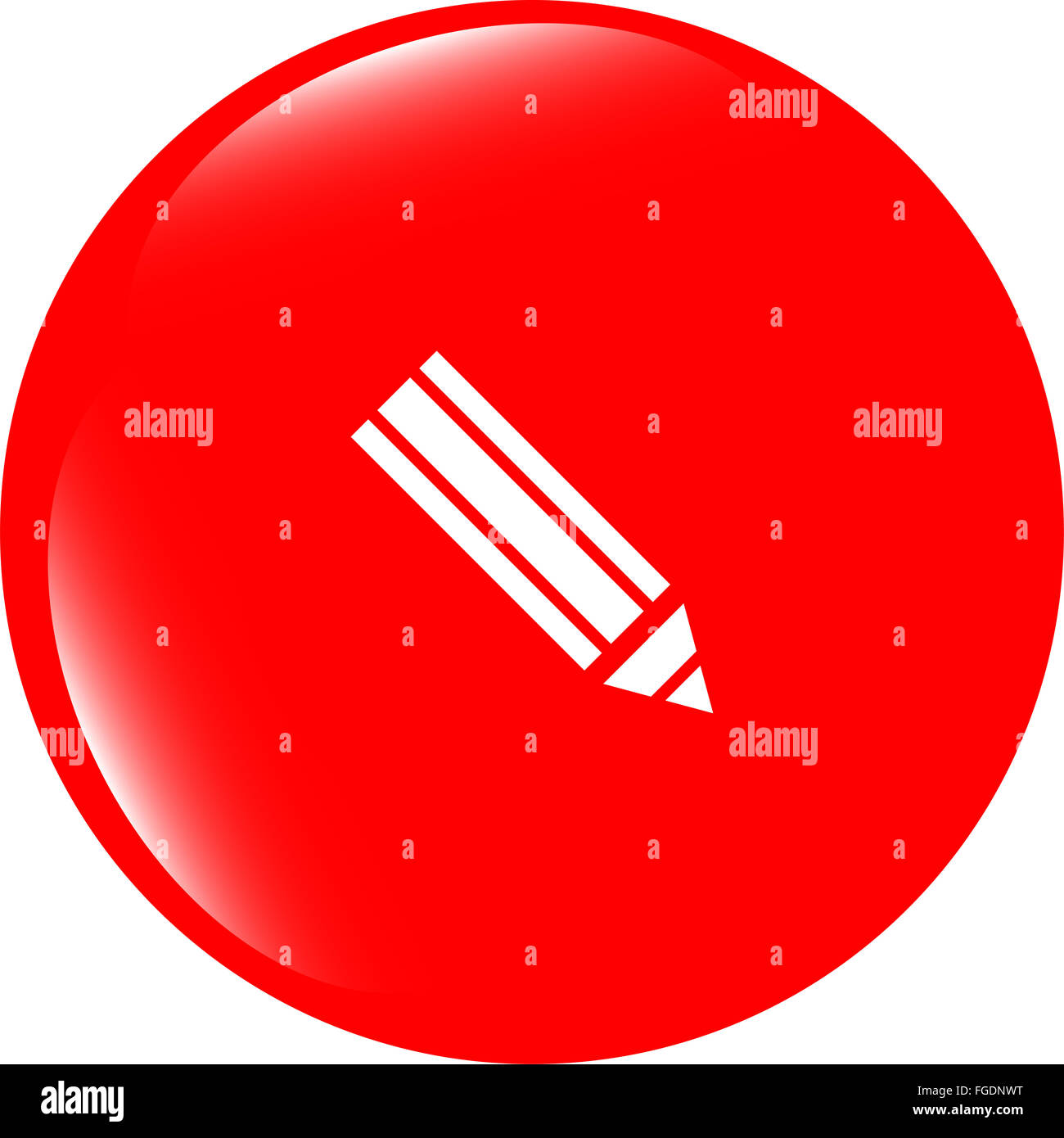 Crayon sur l'icône web, bouton web isolé sur fond blanc Banque D'Images