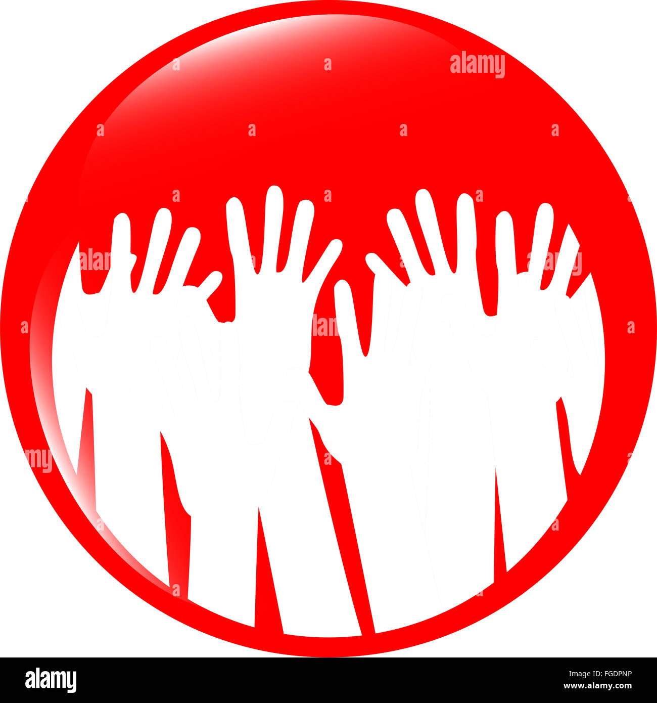 Jeu de la main sur l'icône, bouton web isolated on white Banque D'Images