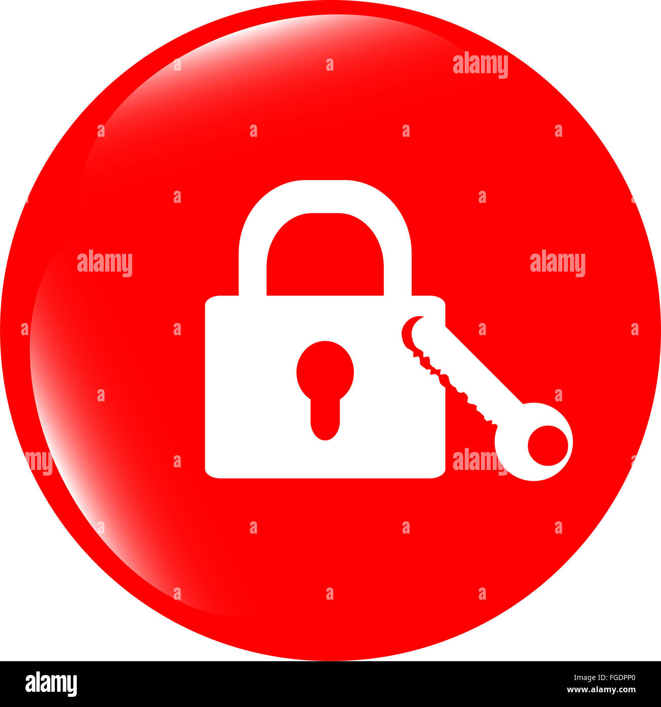 Icône de verrouillage - web app button isolated on white Banque D'Images