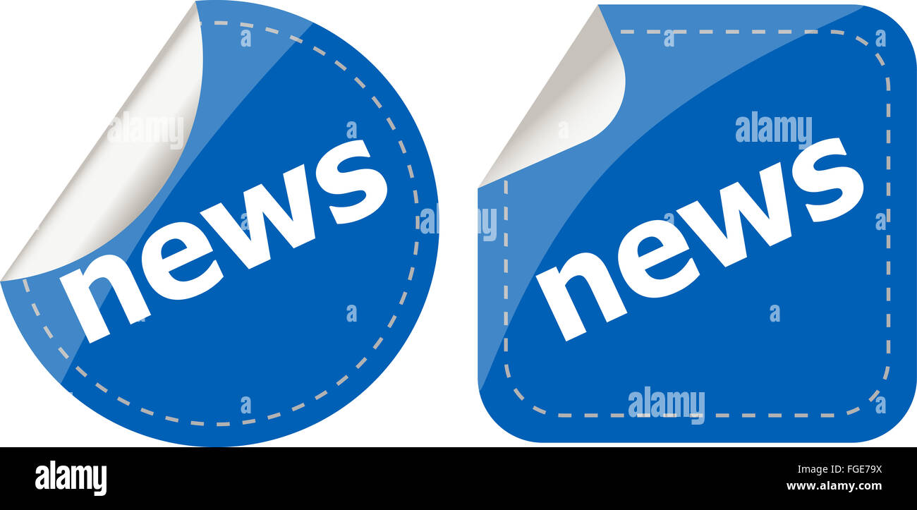 News autocollants set, le bouton-icône isolated on white Banque D'Images