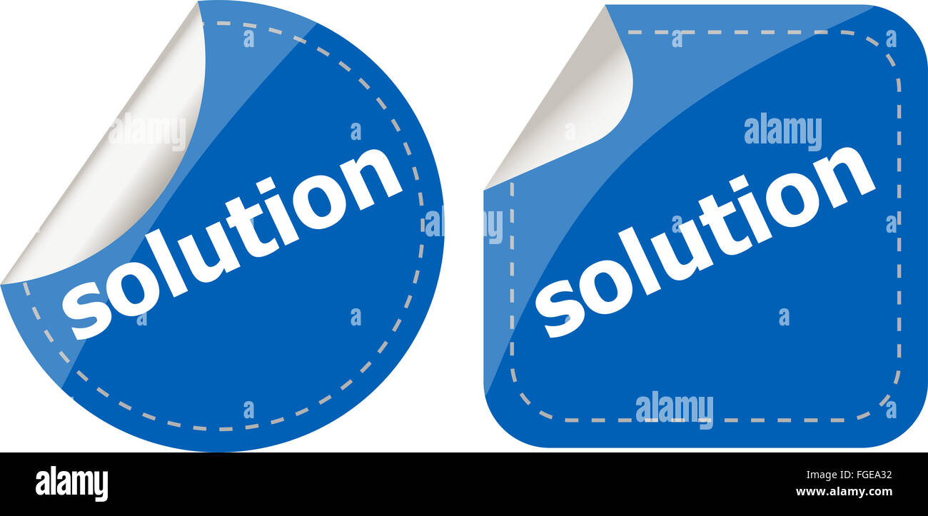 Autocollants solution défini, le bouton-icône isolated on white Banque D'Images
