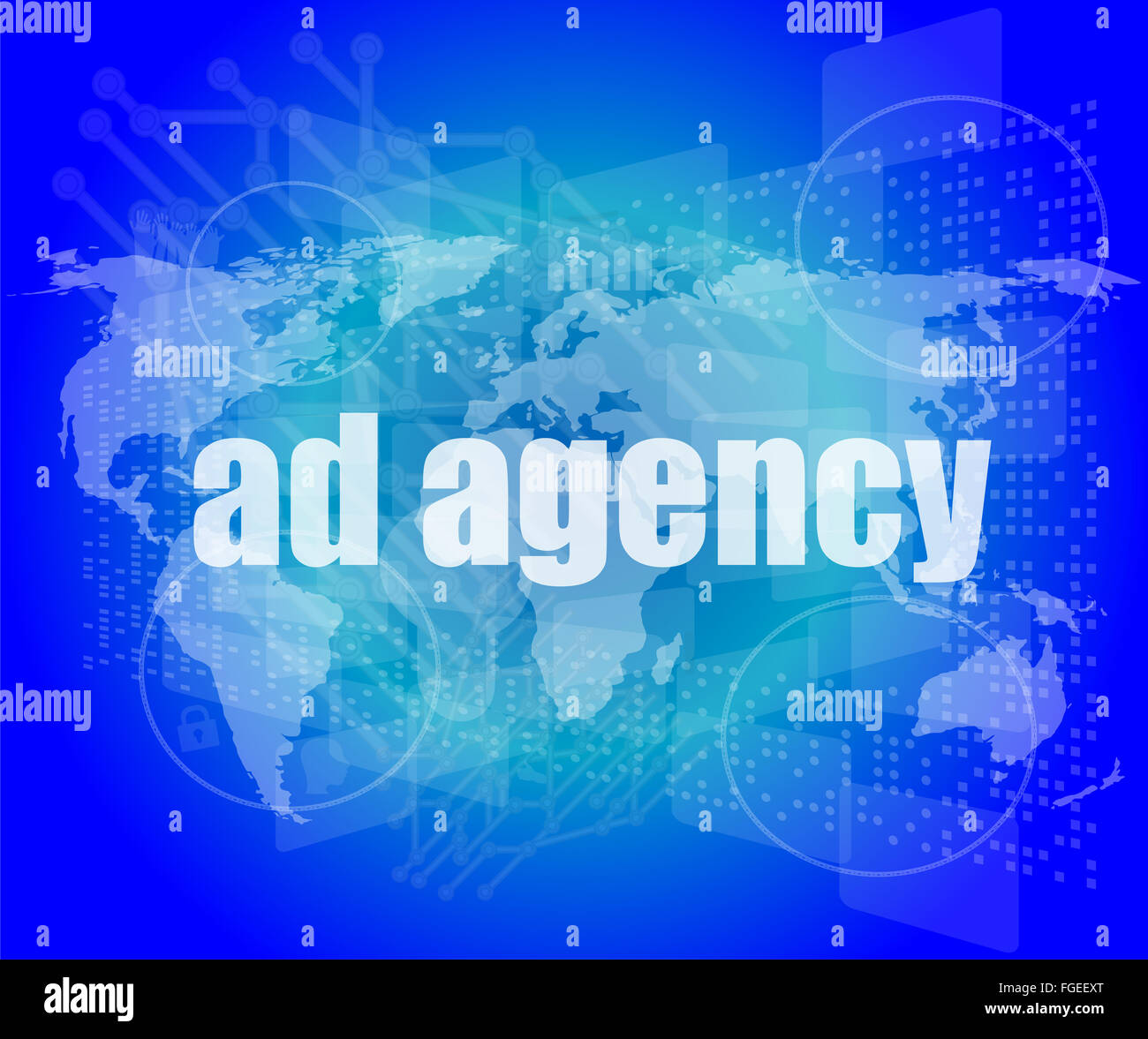 Mot Pixeled agence de publicité sur écran numérique 3D render Banque D'Images