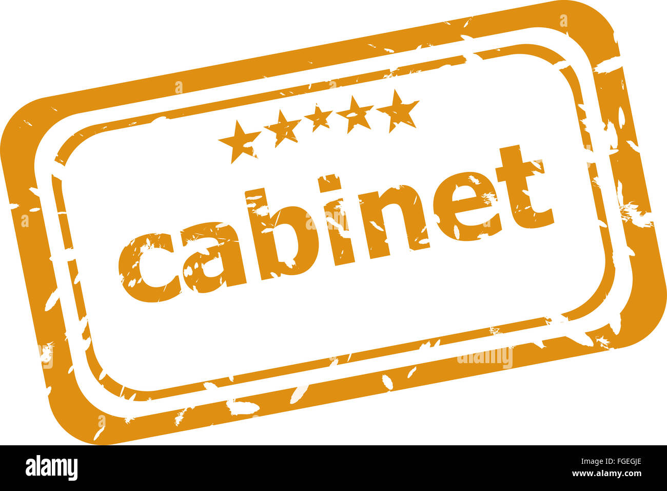 Le cabinet le tampon de caoutchouc sur un fond blanc Banque D'Images