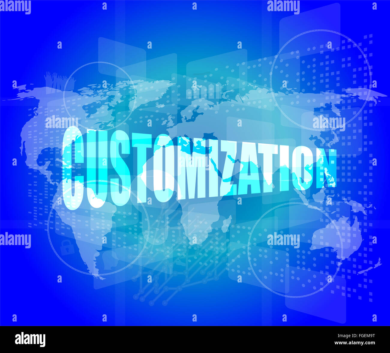 Mot de personnalisation sur écran tactile binaire numérique Banque D'Images