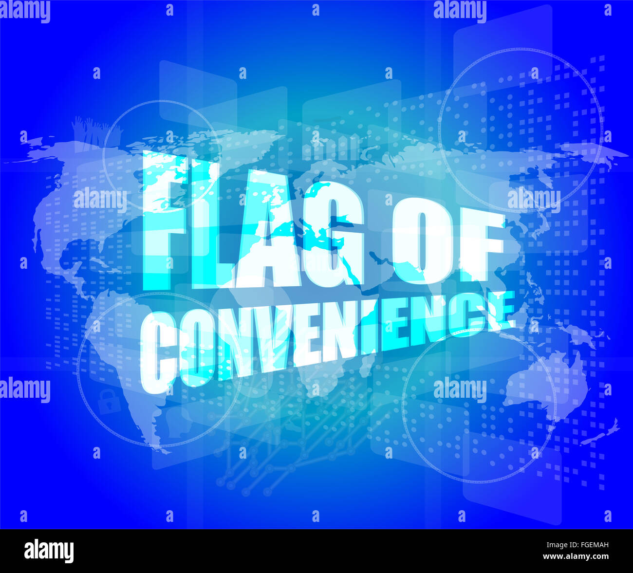 Pavillon de complaisance mot sur digital touch screen Banque D'Images