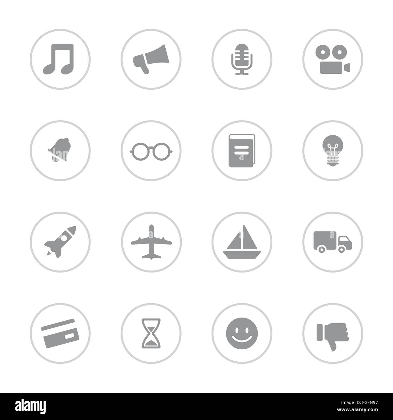 [EPS10] télévision simple gris icon set 5 avec châssis circulaire pour le web design, l'interface utilisateur, l'infographie et de l'application mobile (apps) Illustration de Vecteur