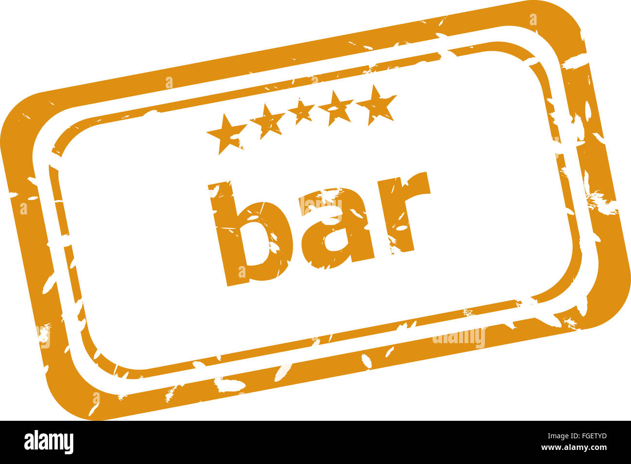 Bar mot sur rubber stamp grunge isolated on white Banque D'Images