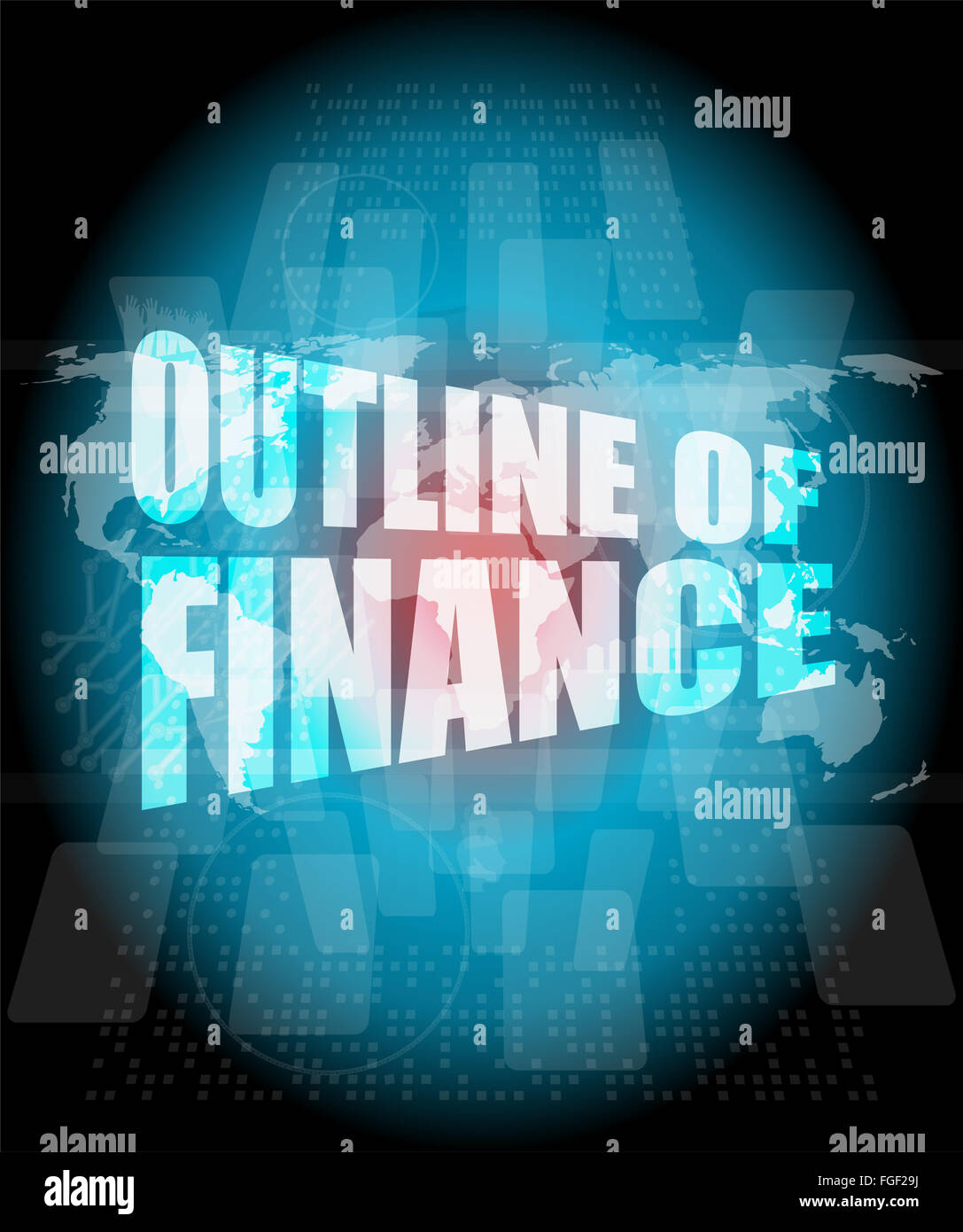 Aperçu des finances mots on digital touch screen interface Banque D'Images