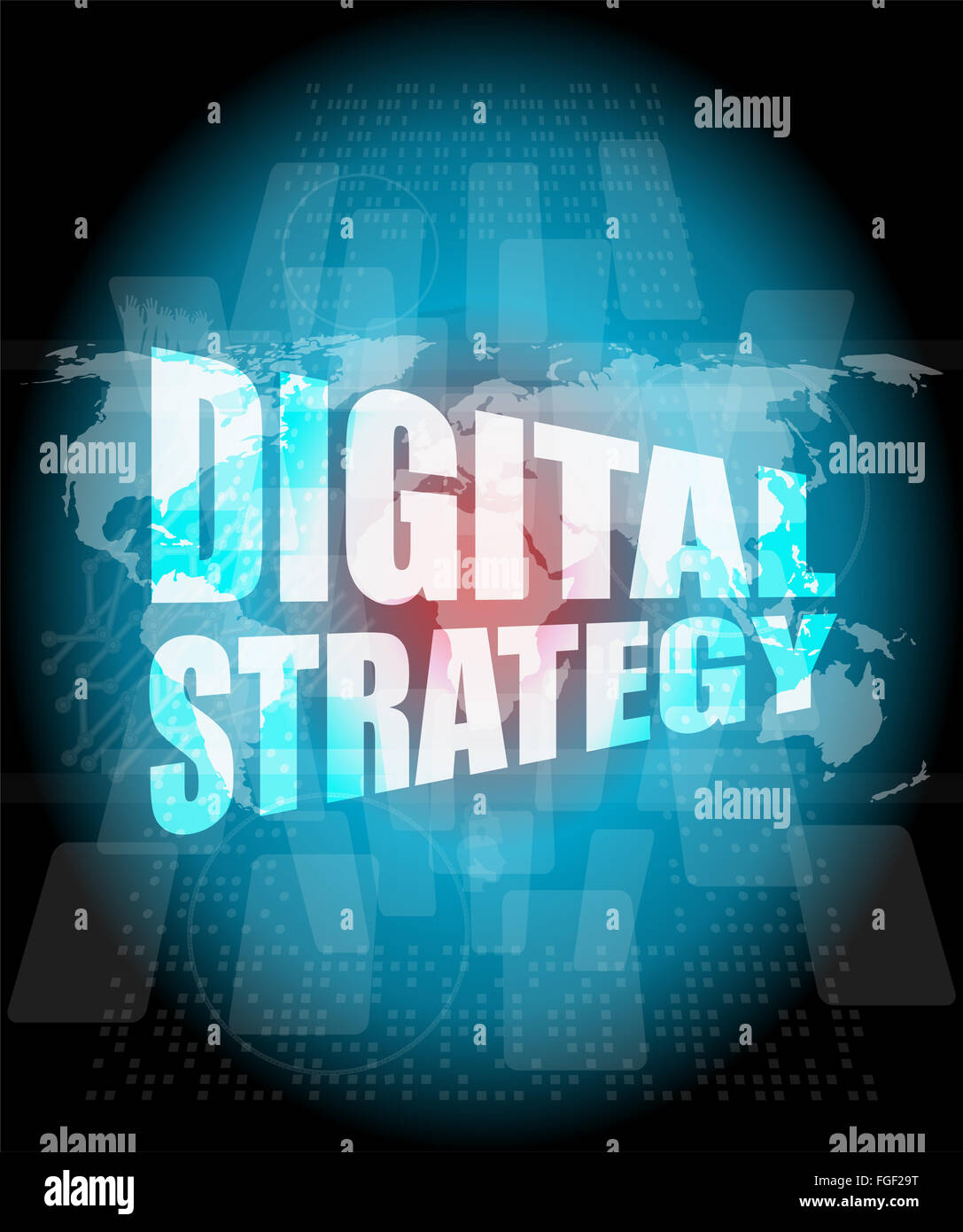 Stratégie numérique mot sur digital touch screen Banque D'Images