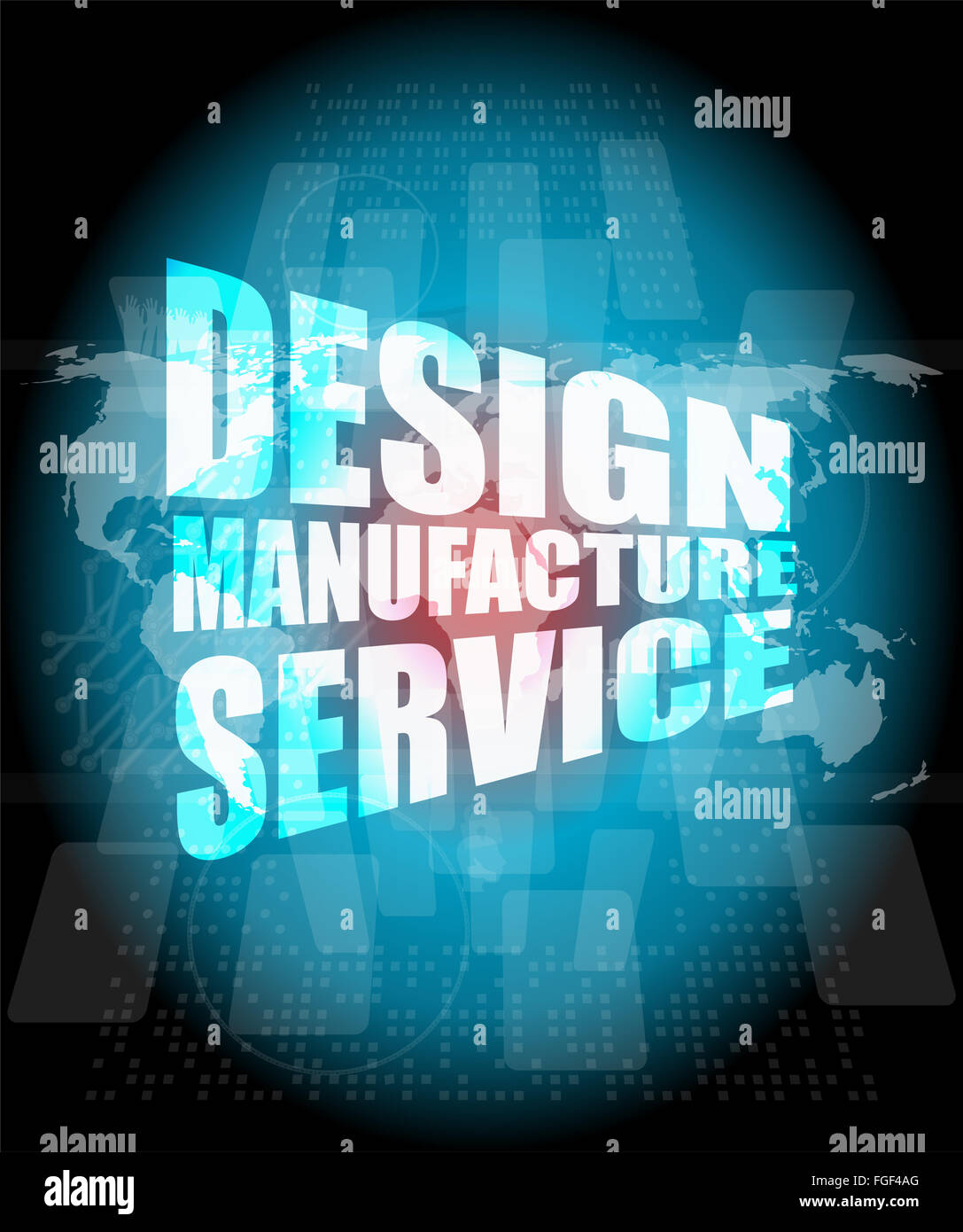 Conception Fabrication mots service numérique sur écran tactile binaire Banque D'Images