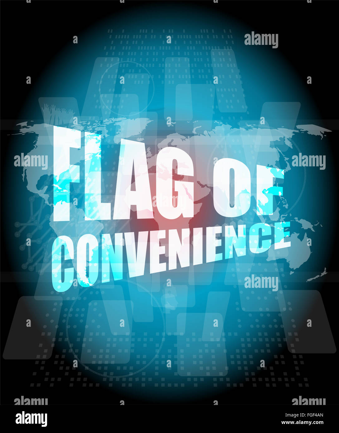 Pavillon de complaisance mot sur digital touch screen Banque D'Images