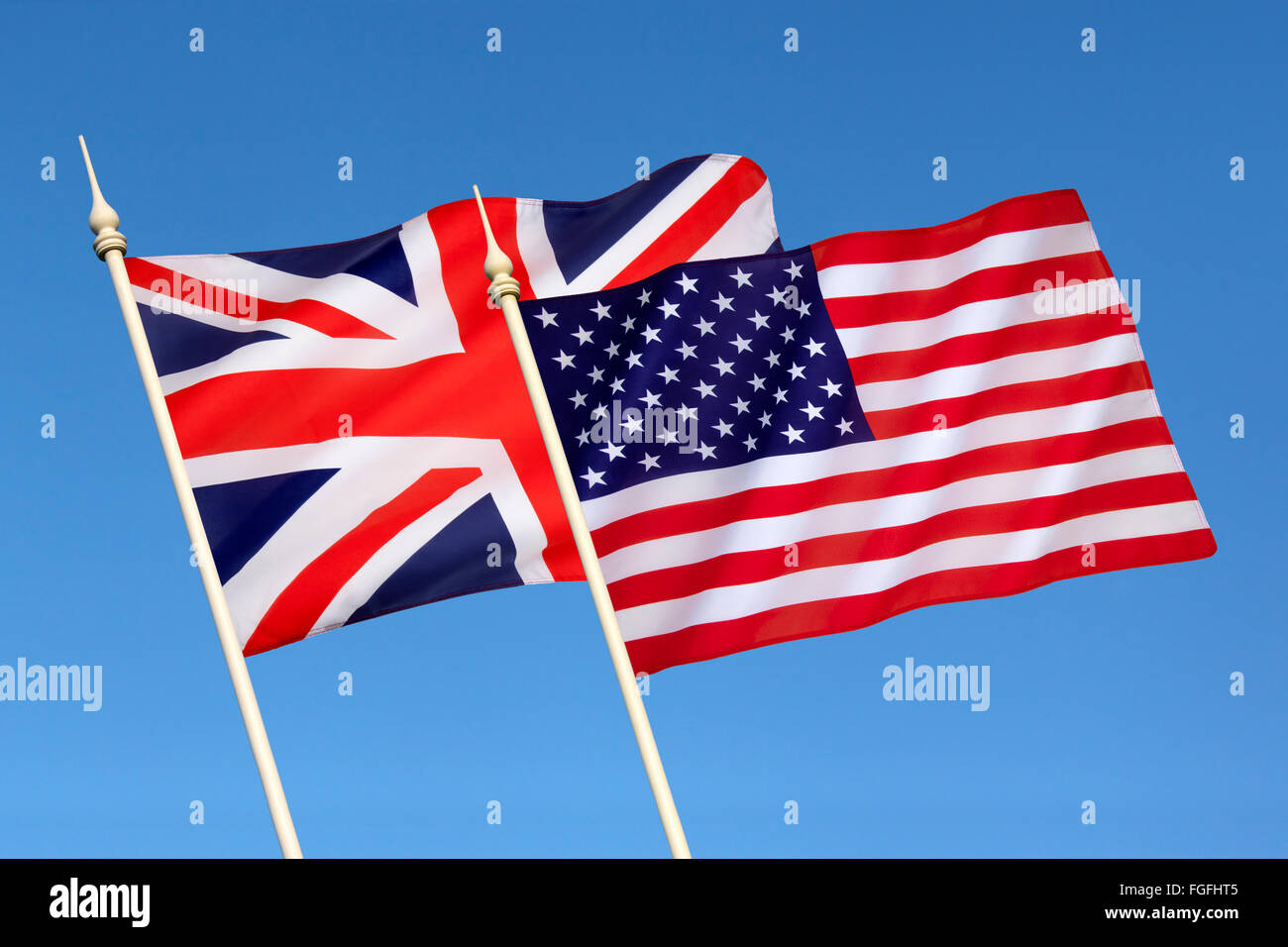 Drapeaux de la Grande-Bretagne et les États-Unis d'Amérique - Relation spéciale Banque D'Images